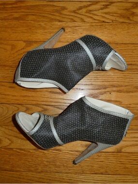 CHANEL Interlocking CC Logo Peep-Toe Booties